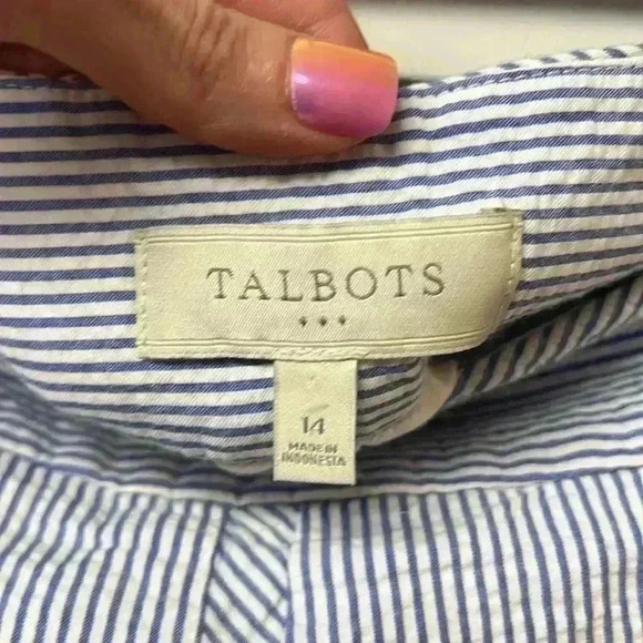 Talbots Striped Seersucker A-Line Skirt Size 14 Blue & White - Picture 4 of 6